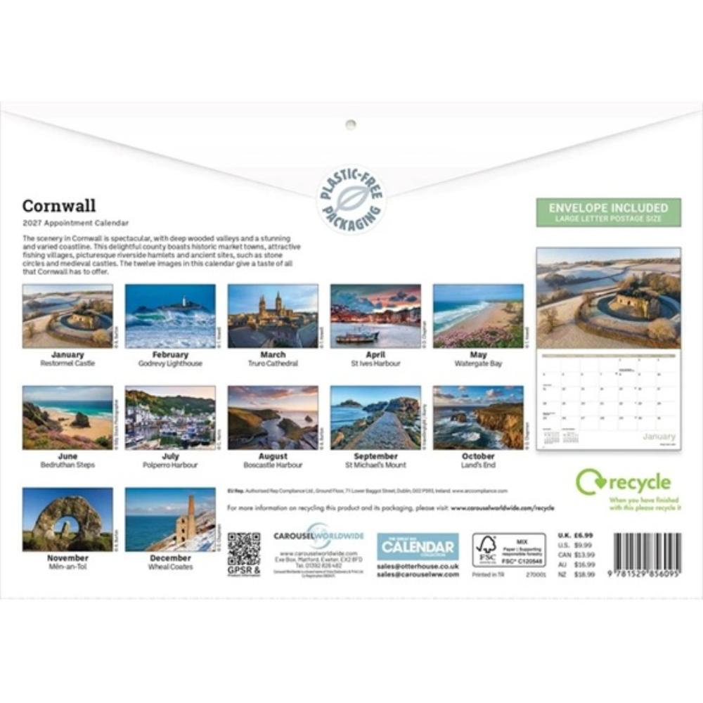 Cornwall Memories A4 2027 Month to View Wall Calendar - Image 2