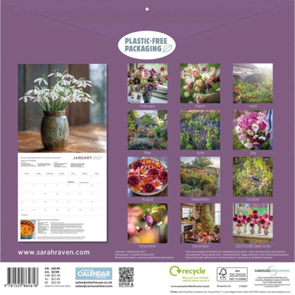 Sarah Raven, Garden And Cookery 2027 Large Month To View Wall Calendar - Image 2