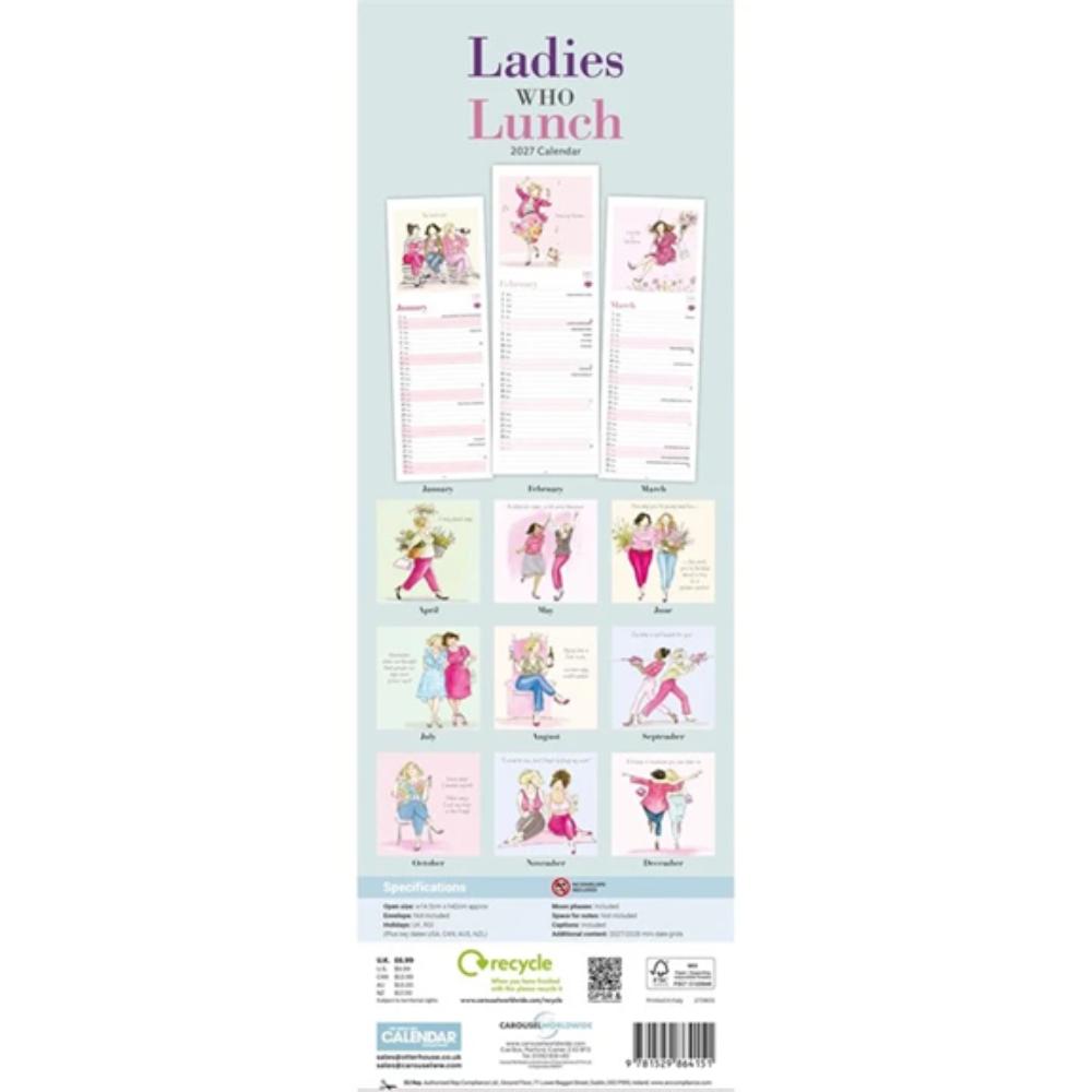 Ladies Who Lunch 2027 Slim Month To View Wall Calendar - Image 2