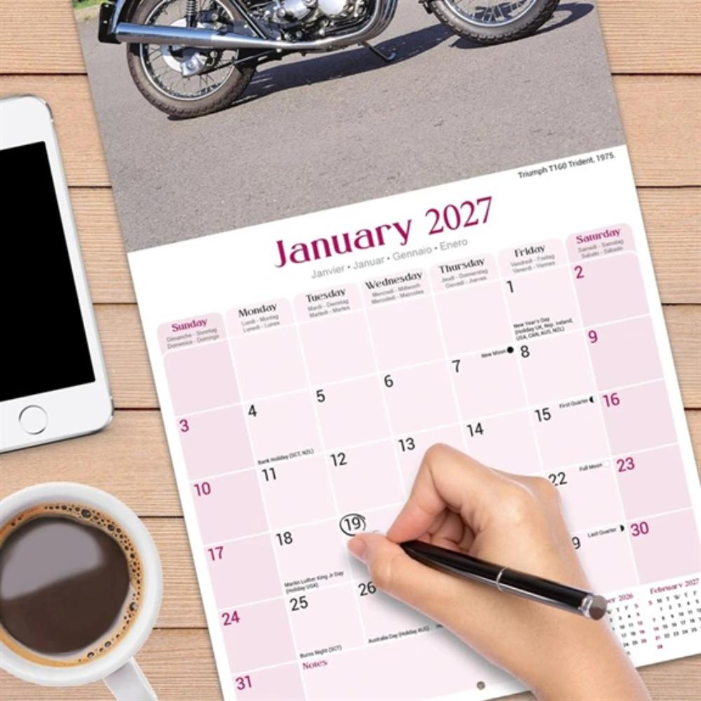 Classic British Bikes 2027 Large Month To View Wall Calendar - Image 4