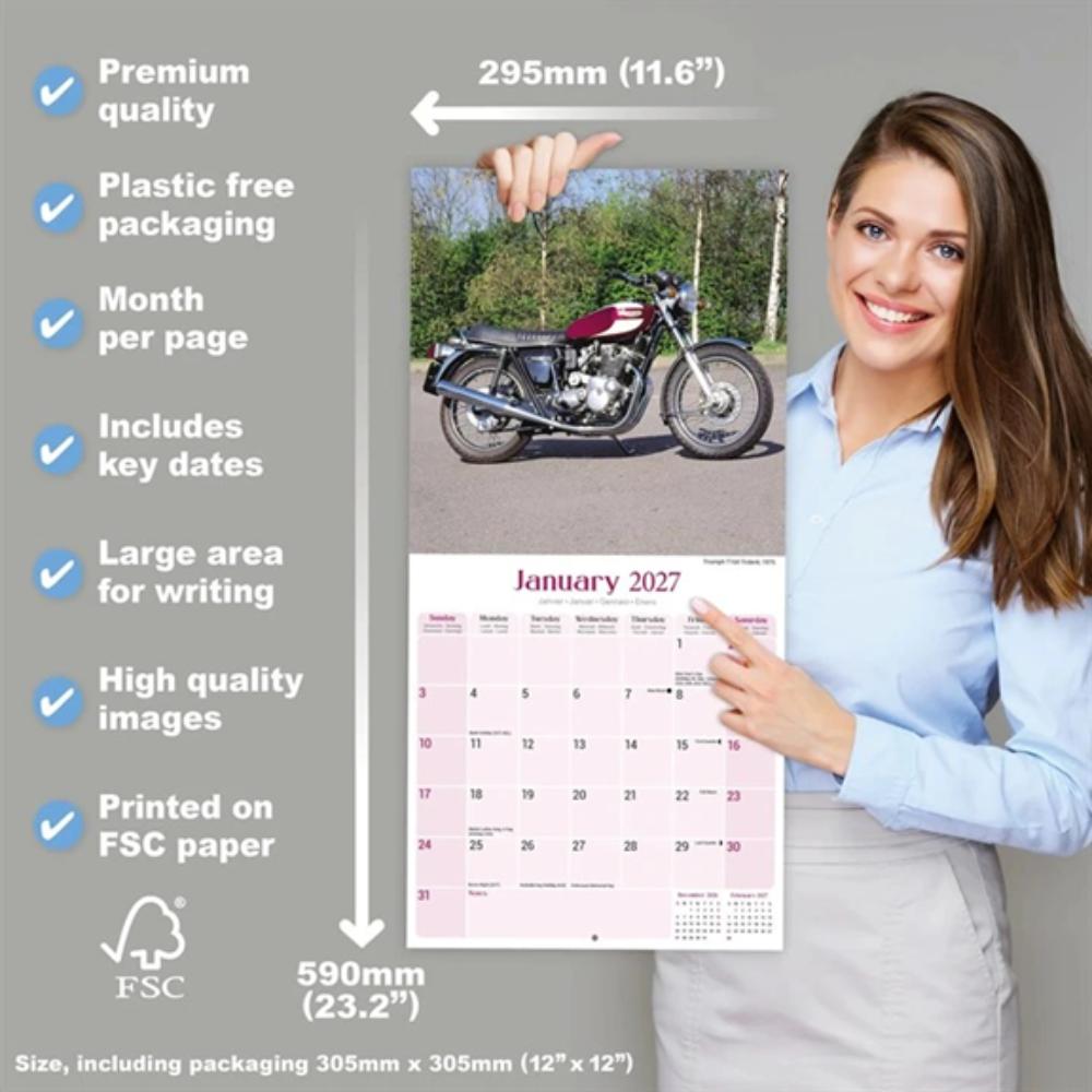 Classic British Bikes 2027 Large Month To View Wall Calendar - Image 5