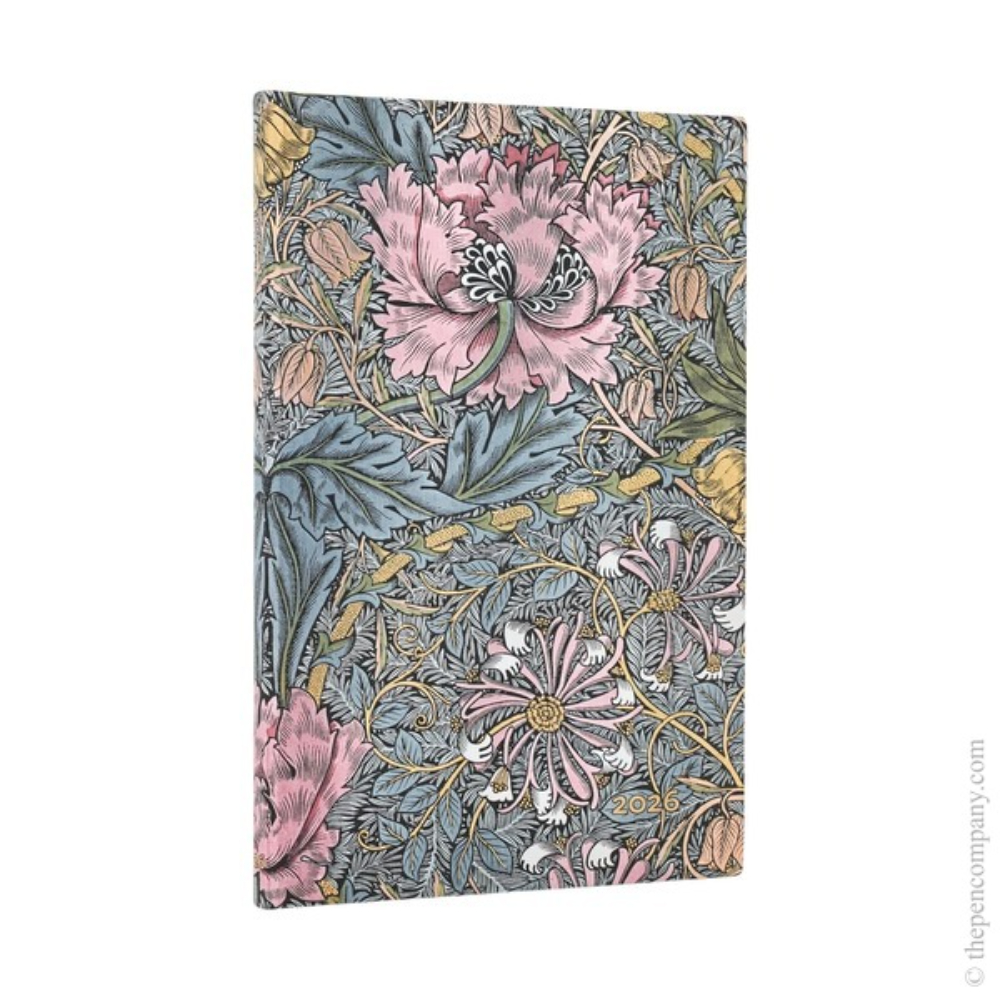 Paperblanks 2026 12-Month Morris Pink Honeysuckle Weekly Maxi Horizontal Softcover Diary - Image 5