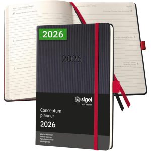 Sigel 2026 Conceptum Weekly Planner A5 Hardcover Black