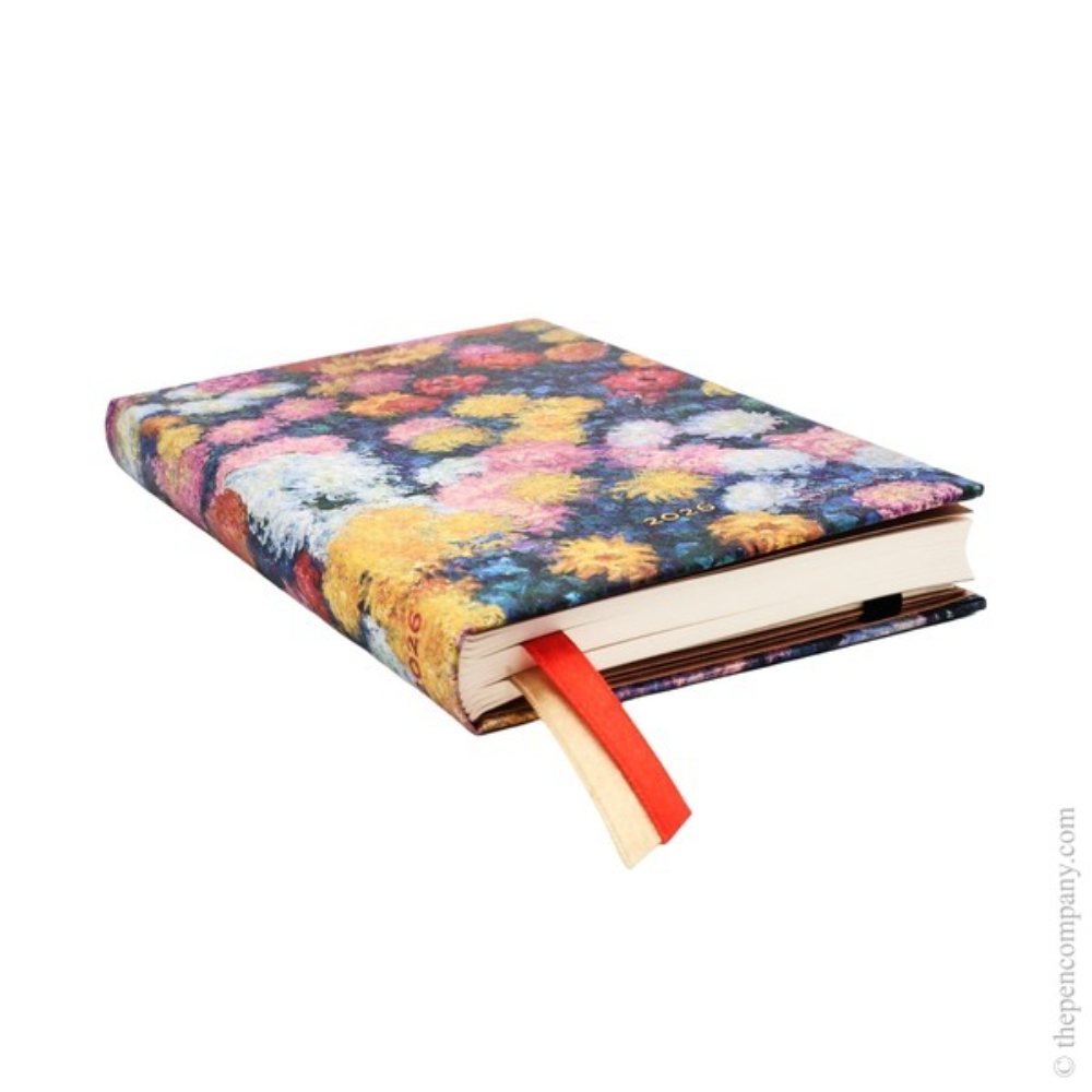 Paperblanks 2026 12-Month Monet's Chrysanthemums Weekly Mini Horizontal Hardcover Diary - Image 2