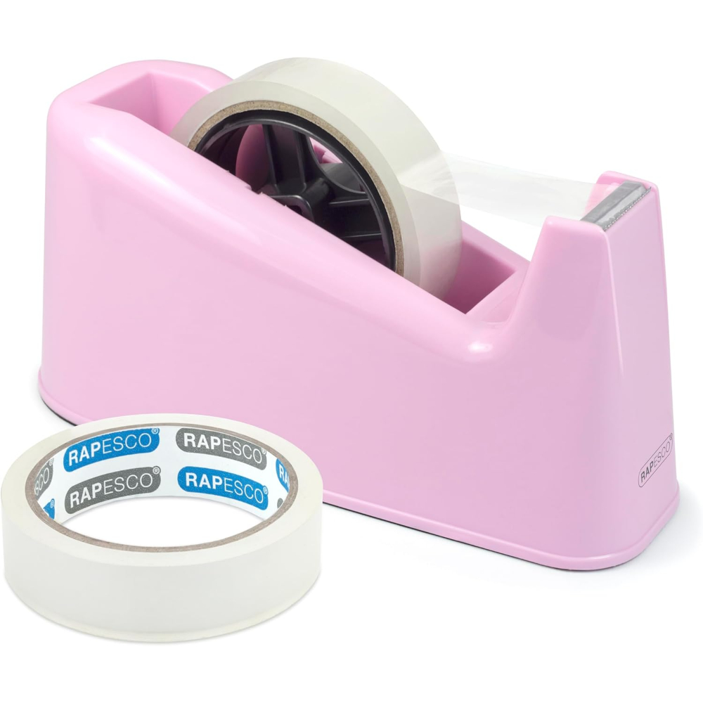 Rapesco 1619 300 Tape Pink Dispenser Includes 4 Tape Rolls