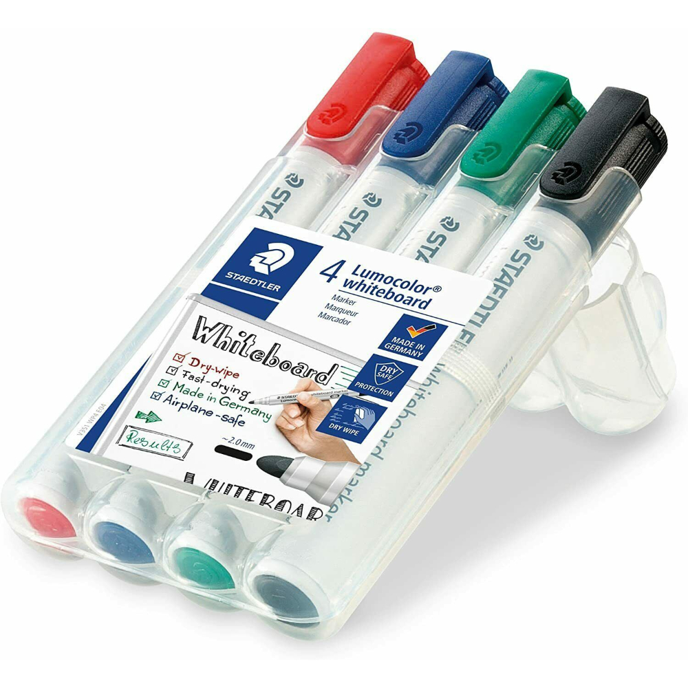 Staedtler Lumocolor Whiteboard Marker Pens Drywipe Bullet Tip Pack of 4 - Image 4