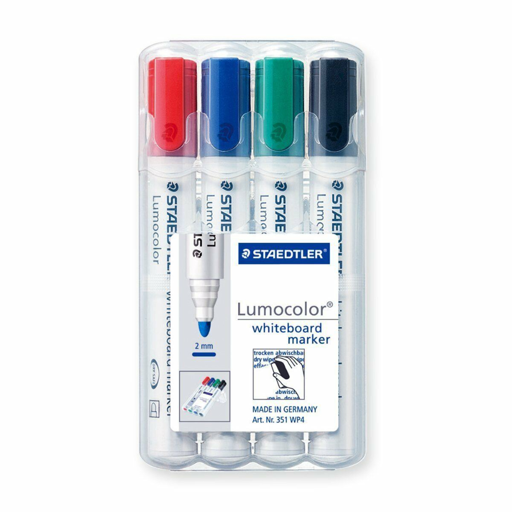 Staedtler Lumocolor Whiteboard Marker Pens Drywipe Bullet Tip Pack of 4