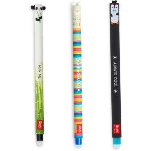 Legami Erasable Gel Pen Asst Set Penguin, Panda, Llama