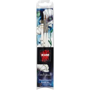KUM Artist's Brush Set 3-Piece Hand-Painted Floral Classics Brush Set