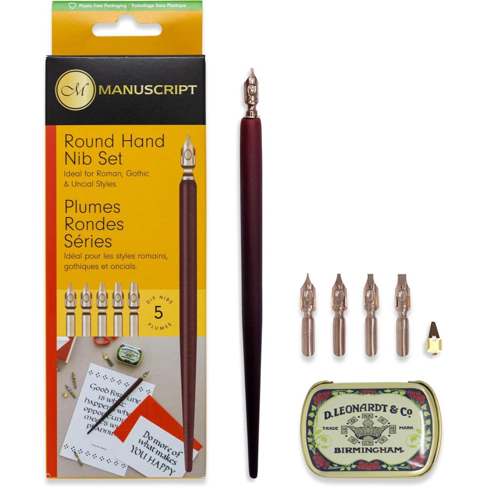 MANUSCRIPT Leonardt Round Hand Calligraphy Set 1 x Dip Pen and 5 x Nibs