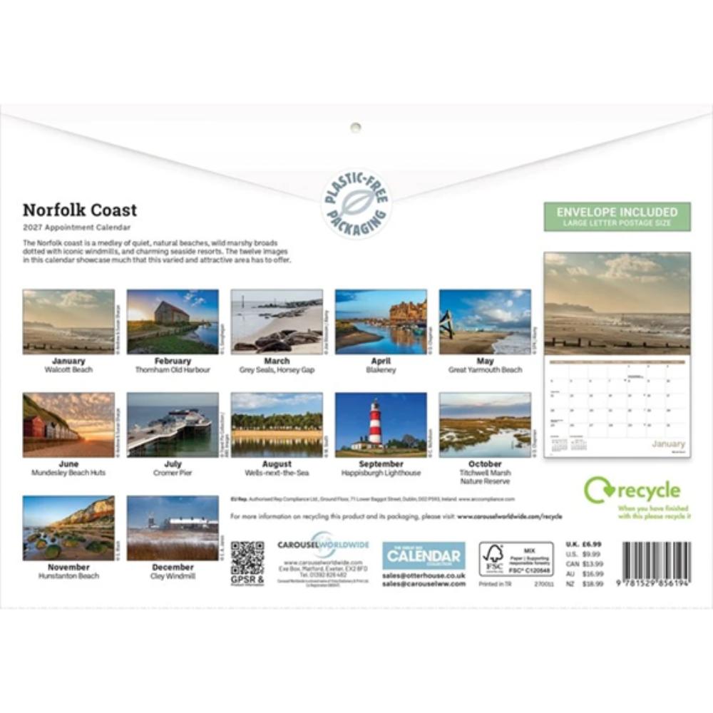 Norfolk Coast 2027 A4 Month to View Wall Calendar - Image 2