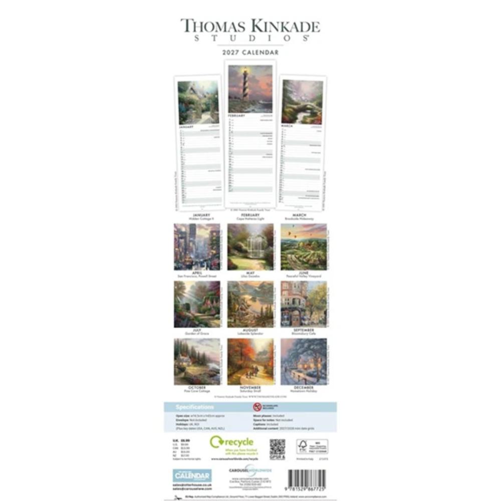 Kinkade, Studios 2027 Slim Month To View Wall Calendar - Image 2
