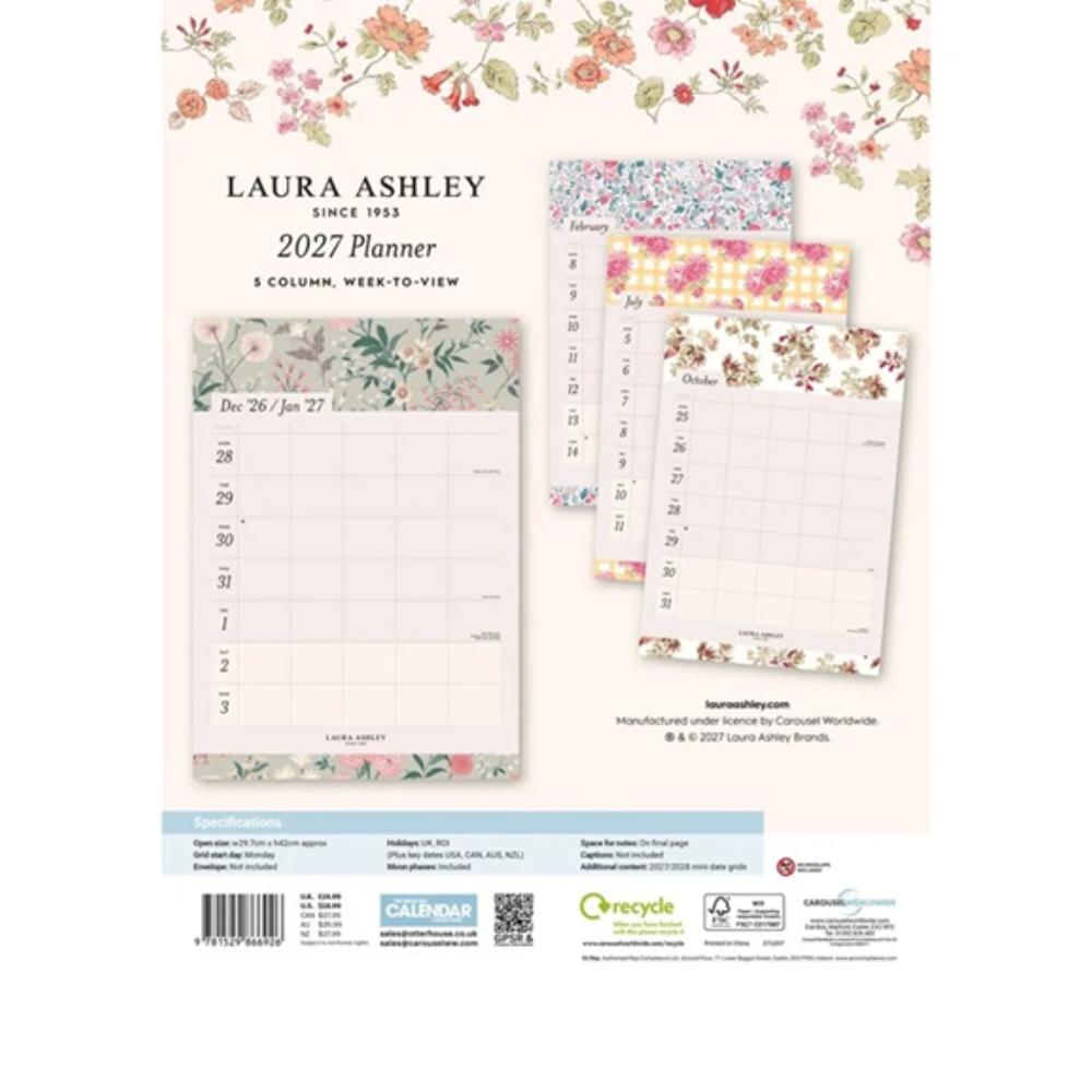 Laura Ashley 2027 A3 Family Planner Week To View Wall Calendar - Image 2