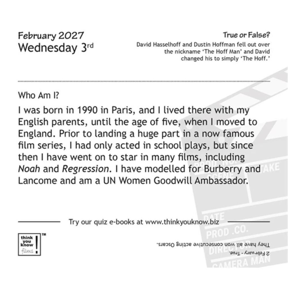 Think You Know Films? 2027 Month To View Desk Calendar - Image 5