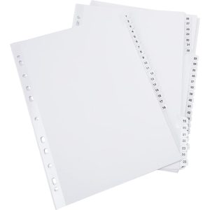 Q-Connect A4 White File Divider White Number Tabs - 1 to 50