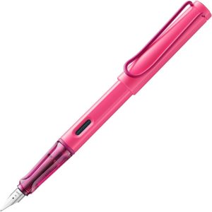 LAMY Safari Neon Pink Fountain Pen Polished Steel Nib