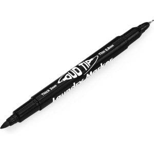 Helix Duo Tip Laundry Permanent Marker Pen - 0.8mm-3mm - Black Ink