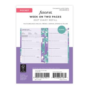Floral Illustrated Diary Refill Pack - Pocket 2027 Multilanguage