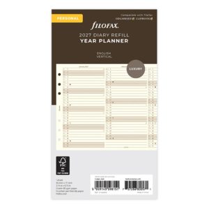 Vertical Year Planner - Personal Cotton Cream 2027 English