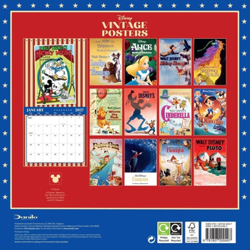 Disney, Vintage Posters 2027 Large Month To View Wall Calendar - Image 2