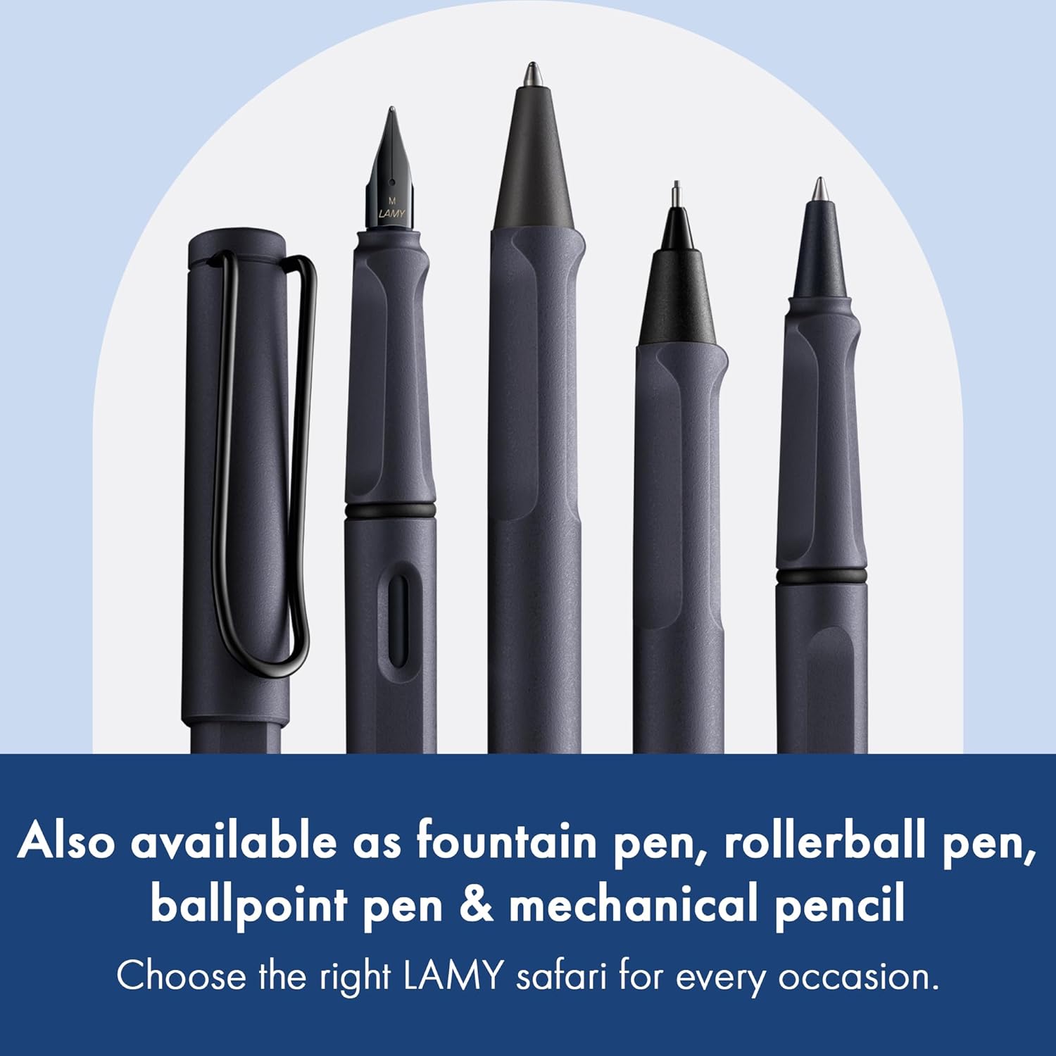 LAMY Safari Roll-Ink Steel Black - Ink Cartridge Rollerball Pen - Image 5