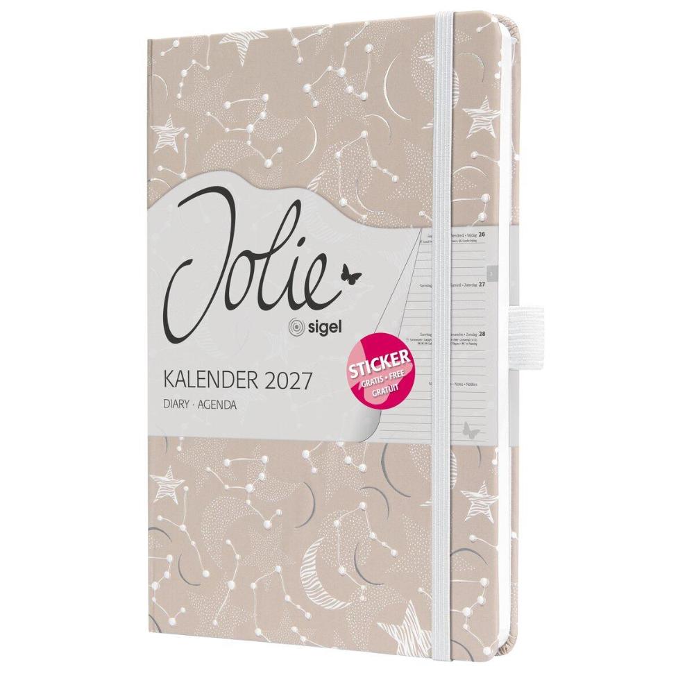 Sigel 2027 Jolie Weekly Planner A5 Hard Cover Cosmic Fantasy Beige