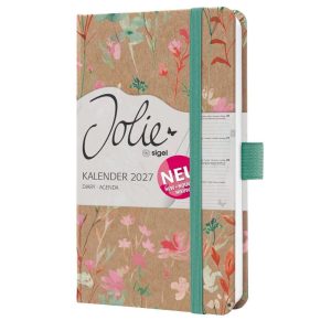 Sigel 2027 Jolie Weekly Planner A6 Hard Cover Green Floral Serenity