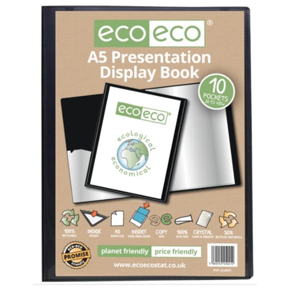 A5 50% Recycled 10 Pocket Presentation Display Book eco041