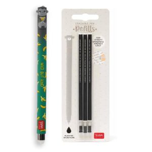 Legami Erasable Gel Pen Gorilla + 3 Black Refills 0.7mm Tip
