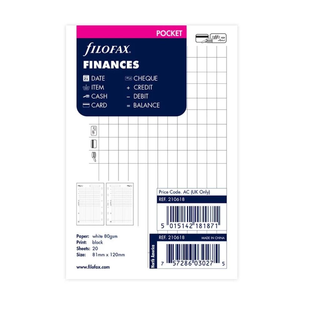 Filofax Pocket Finances Refill 210618