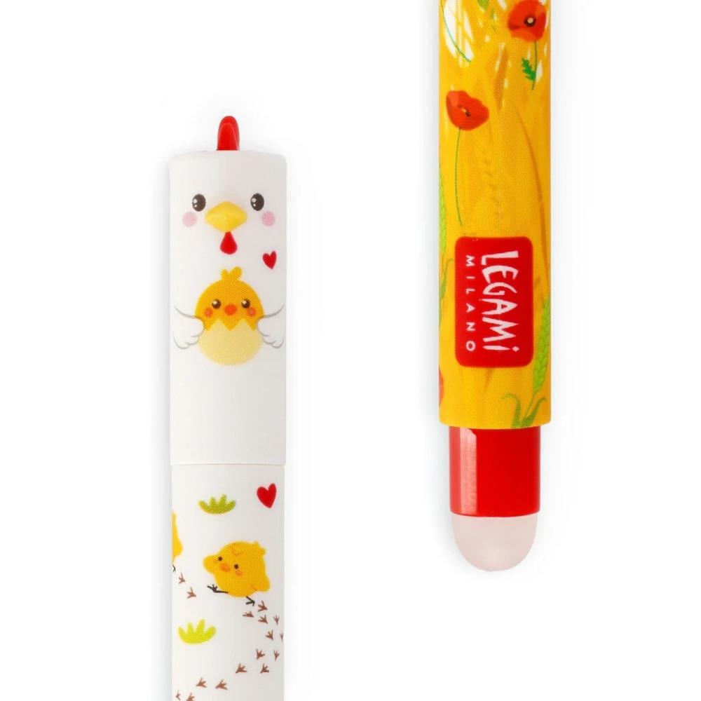 Legami Erasable Gel Pen - Hen Red Ink + 3 Red Refills - 0.7mm Tip - Image 4