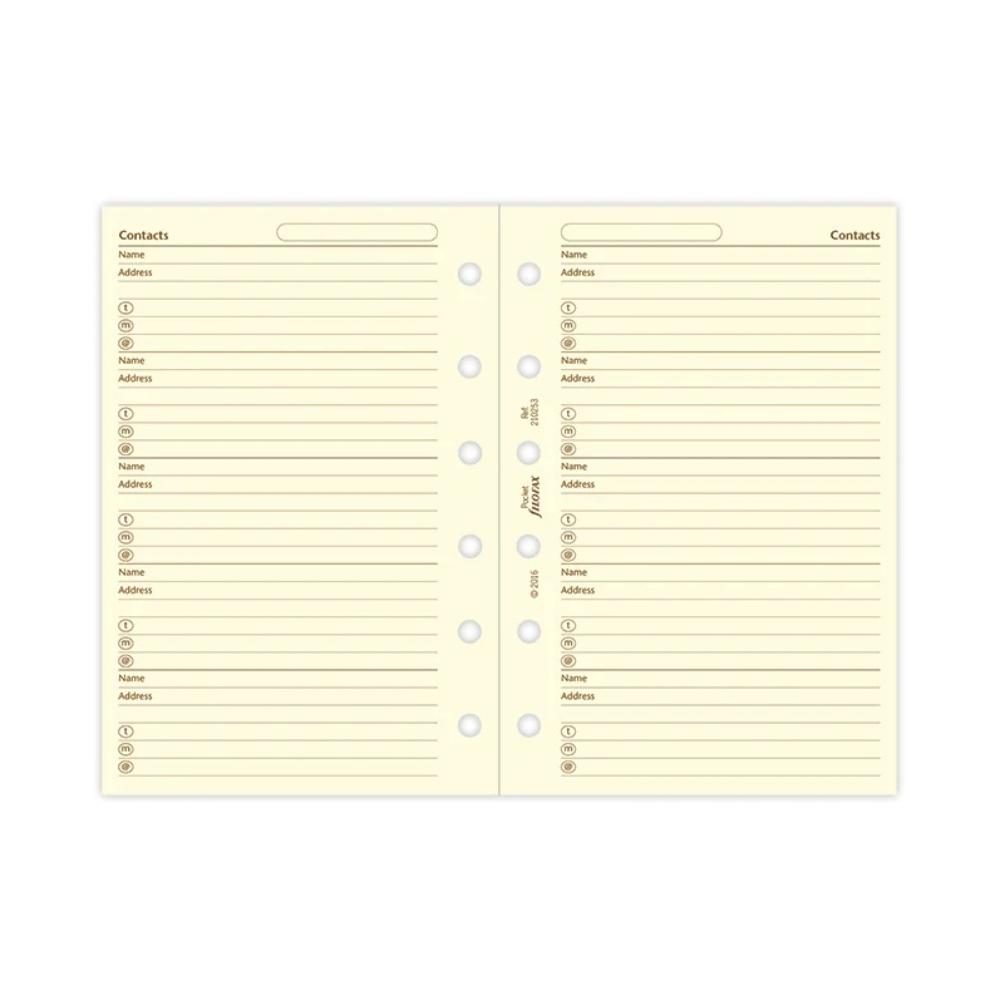 Filofax Pocket Cotton Cream Contacts Refill 210253