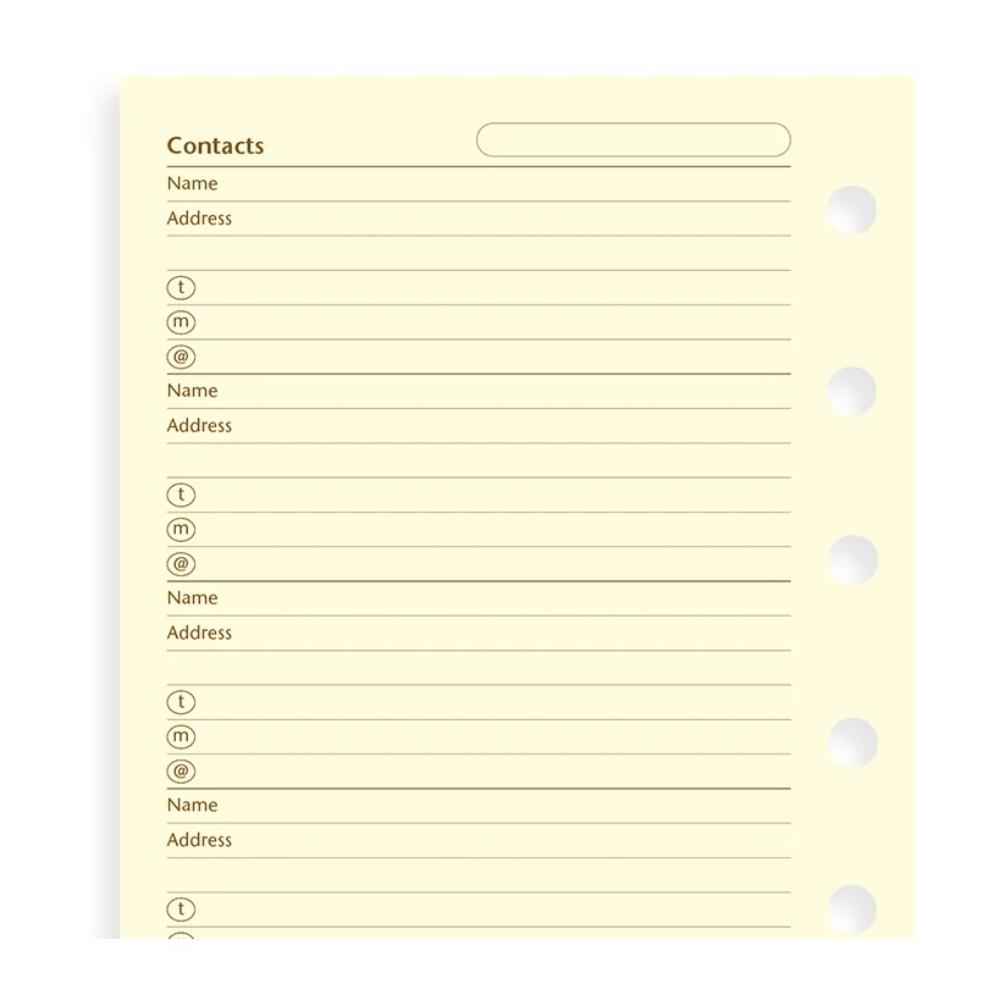 Filofax Pocket Cotton Cream Contacts Refill 210253