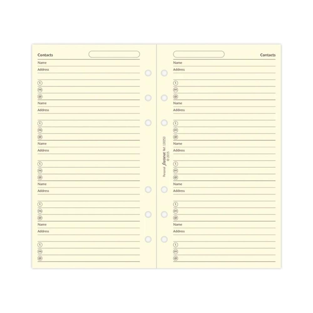 Filofax Personal Contacts Cotton Cream Diary Refill 130253 - Image 2
