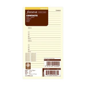 Filofax Personal Contacts Cotton Cream Diary Refill 130253
