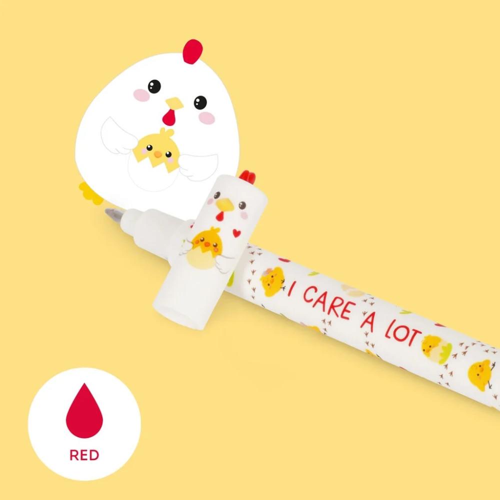 Legami Erasable Gel Pen - Hen Red Ink + 3 Red Refills - 0.7mm Tip - Image 2