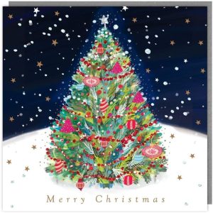 Tracks Charity Christmas Cards Decorated Tree and Stars Design Pack of 5 Cards