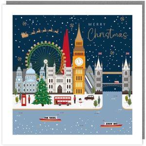 Tracks Charity Christmas Cards Snowy London Landmarks Design Pack of 5 Cards